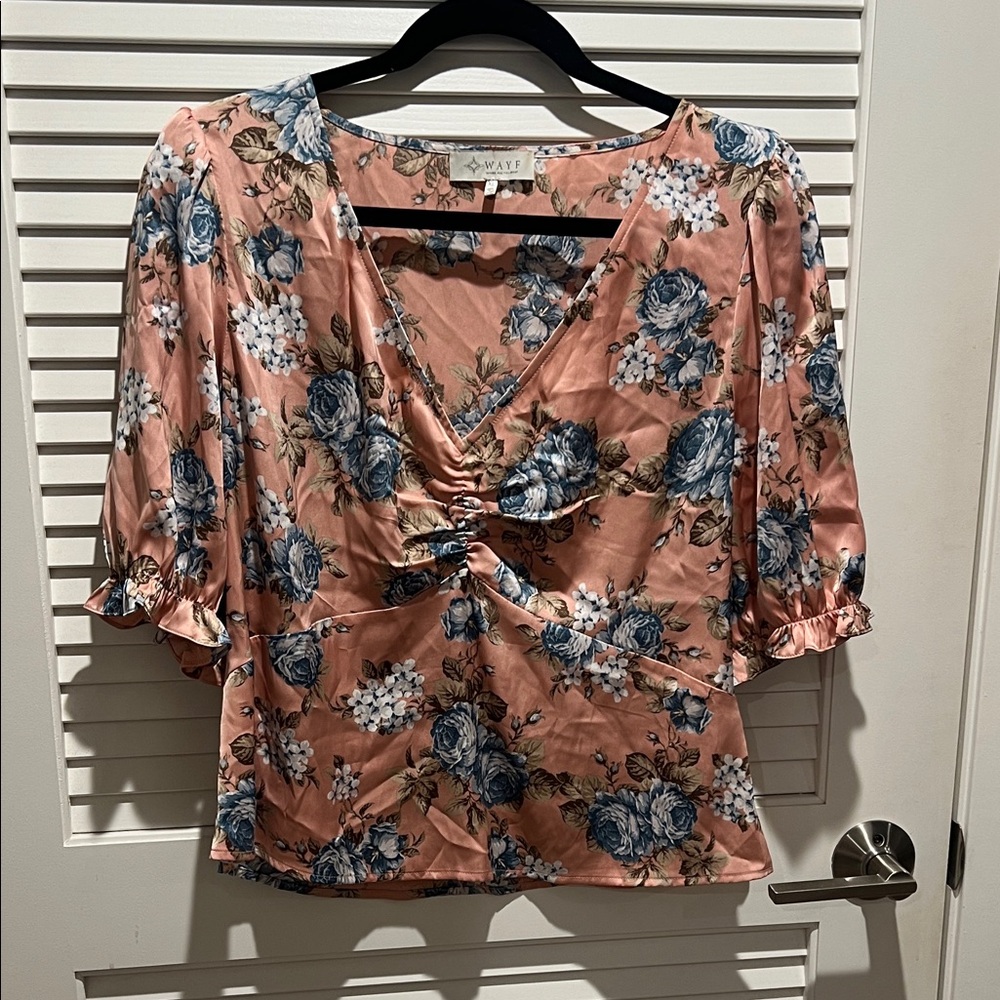 Wayf Floral Blouse - Pink and Blue